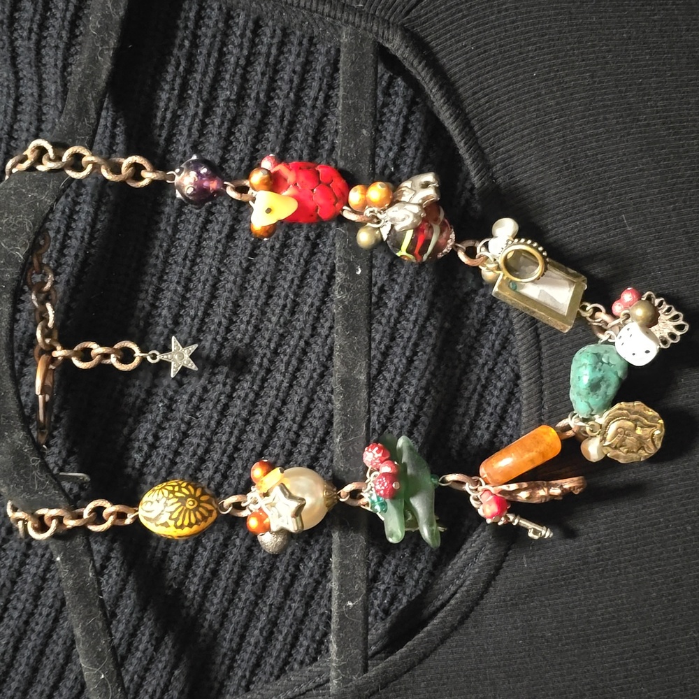Vintage Treska Decorated Charm Necklace